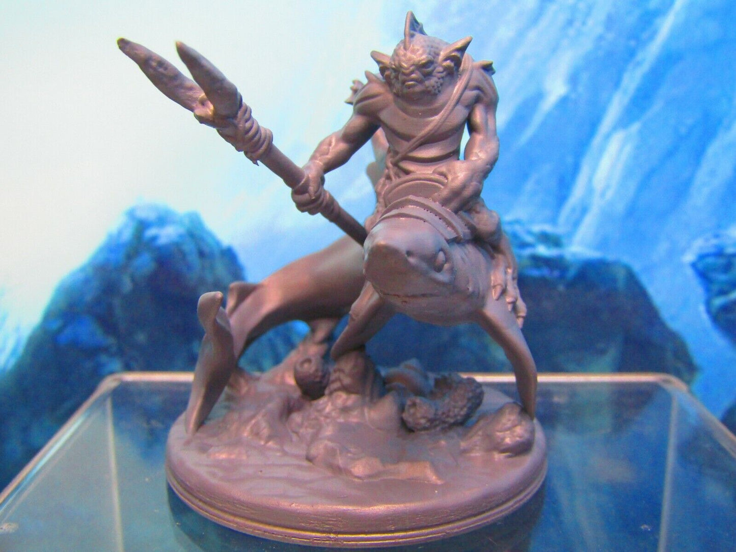 Sea Devil Rider on Shark Mount Mini Miniature Figure 3D Printed Model 28/32mm