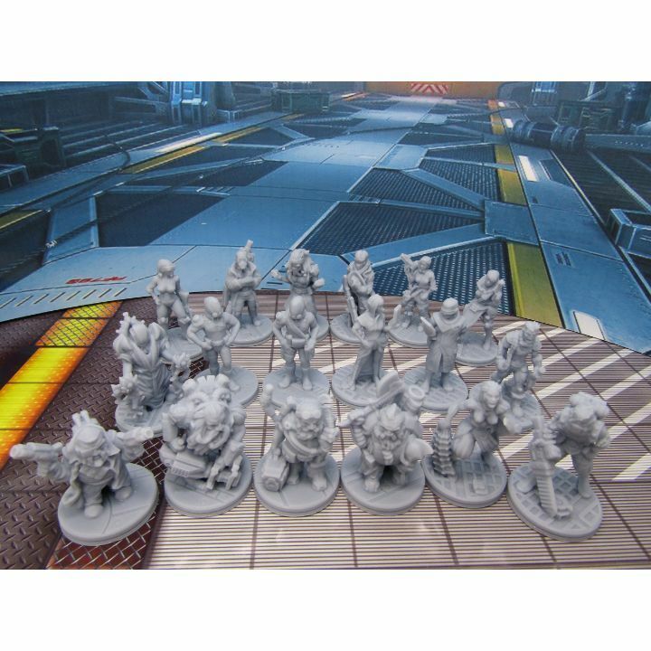 Sci Fi Mini Set 2 - 18 pc Humans, Dwarves, & Humanoids Miniatures Set 3D Printed