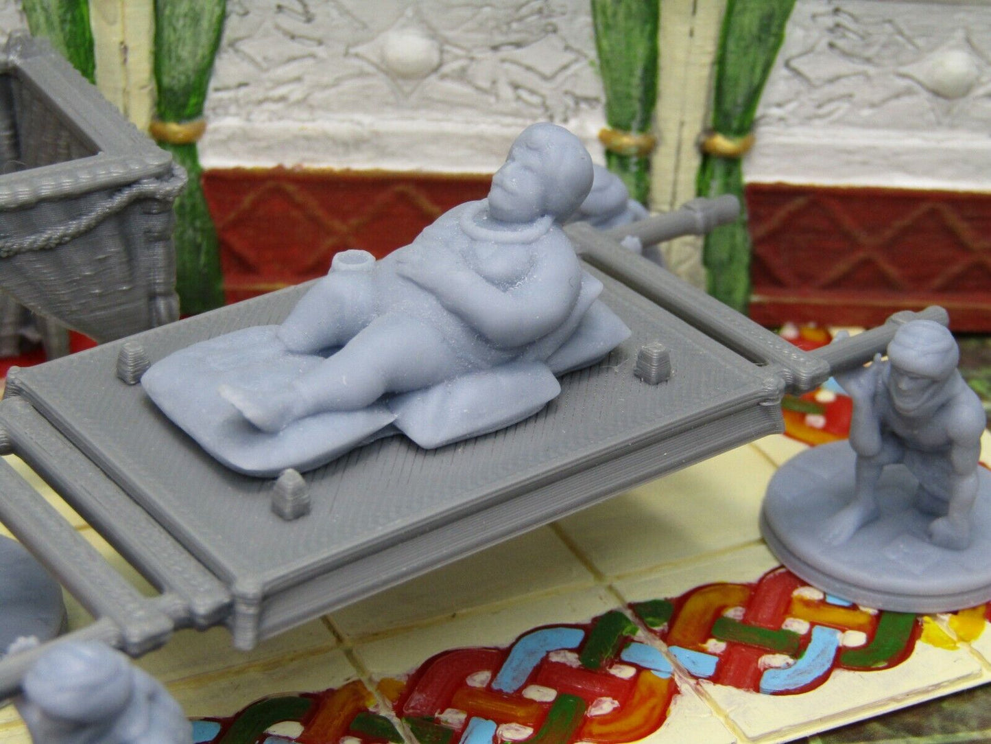 Sultan w/ Slaves and Palanquin Mini Miniature Figure Scenery Terrain 3D Printed