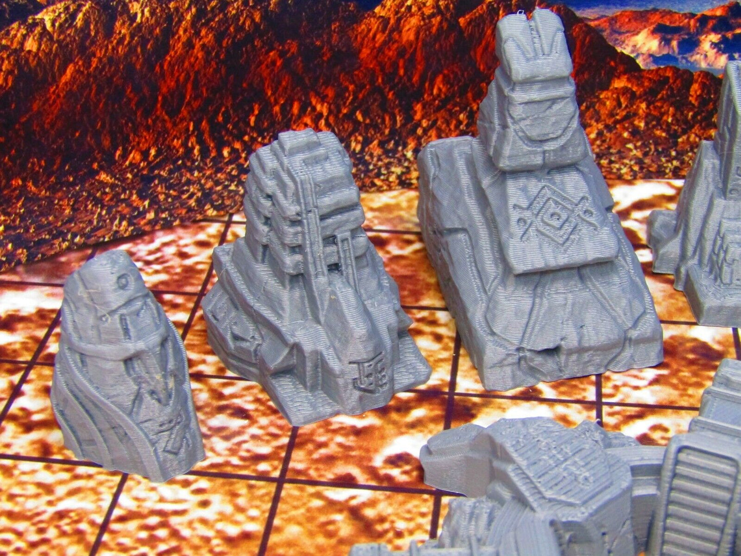 8 pc Ancient Runic Artifact Ruins Miniature Scatter Terrain Scenery 3D Printed