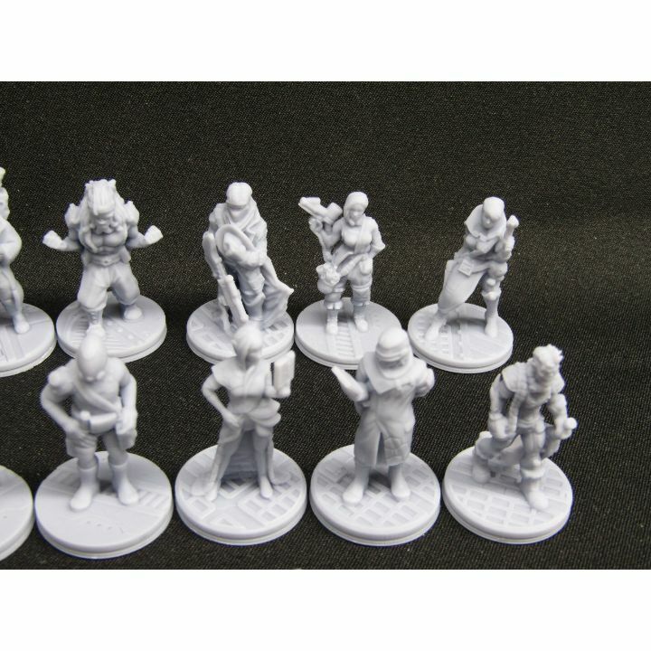 Sci Fi Mini Set 2 - 18 pc Humans, Dwarves, & Humanoids Miniatures Set 3D Printed