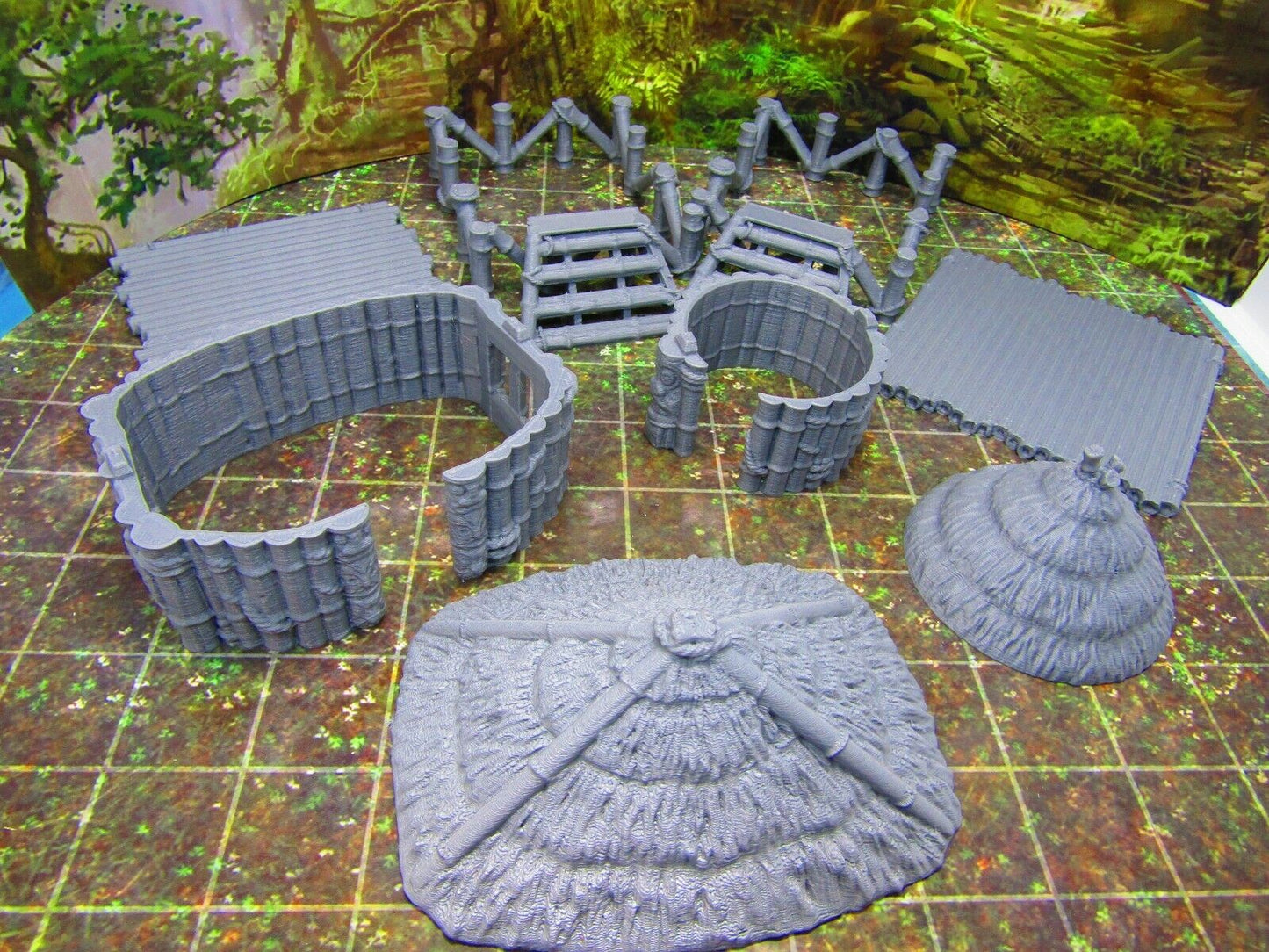 Pair of Tribal Swamp Hut Houses Scatter Terrain Scenery 3D Printed Model 28/32mm