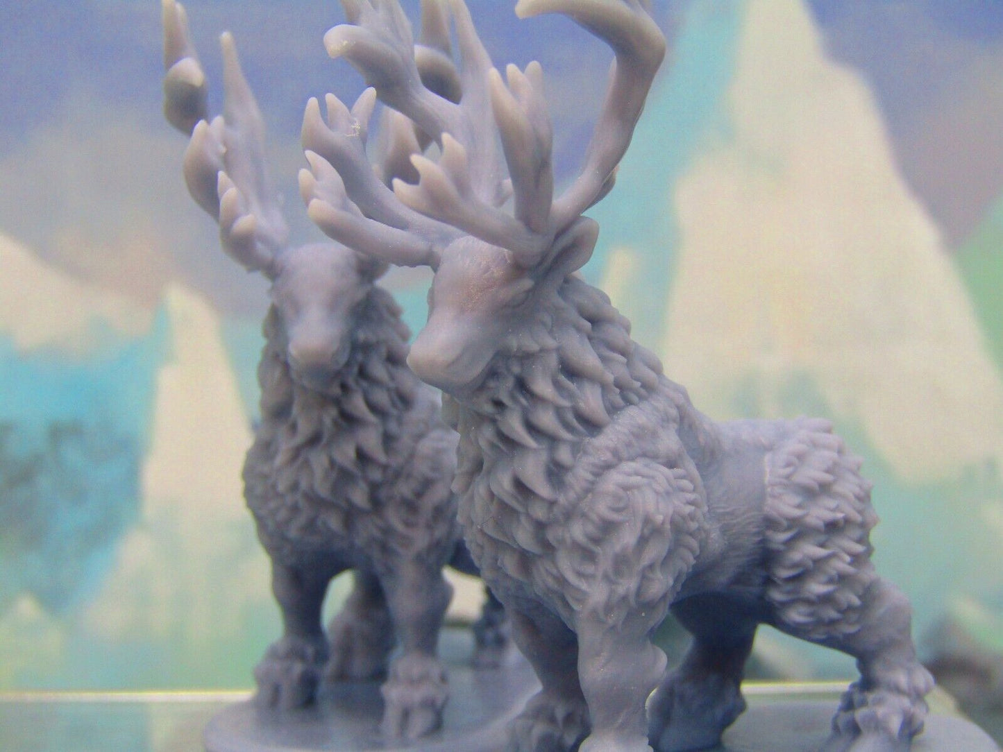 2x Reindeer Caribou Wildlife Miniatures Mini Figure Dungeons & Dragons D&D Model