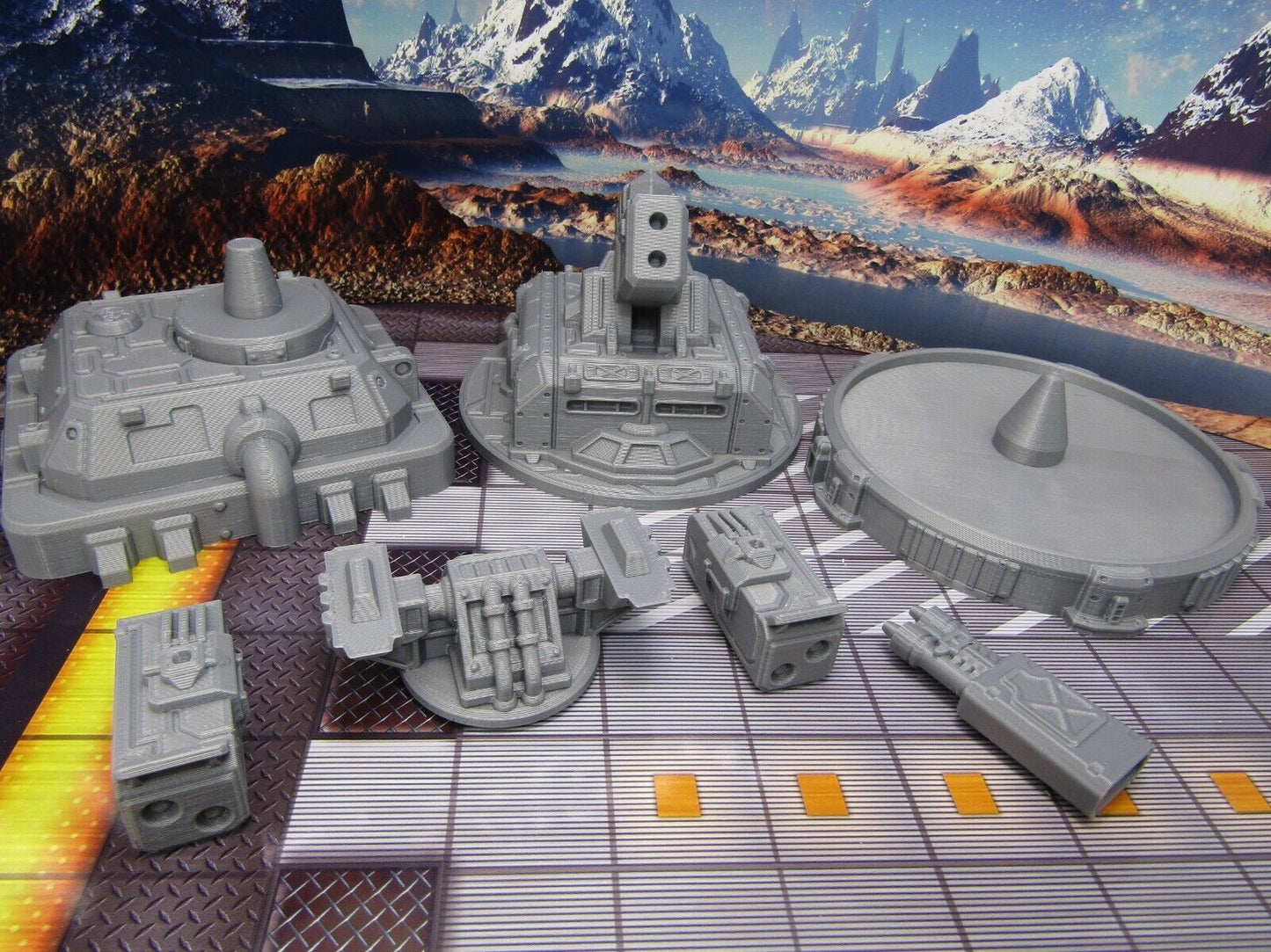 Large Gun & Missile Turrets Scatter Terrain Scenery Miniature 3D Printed Model