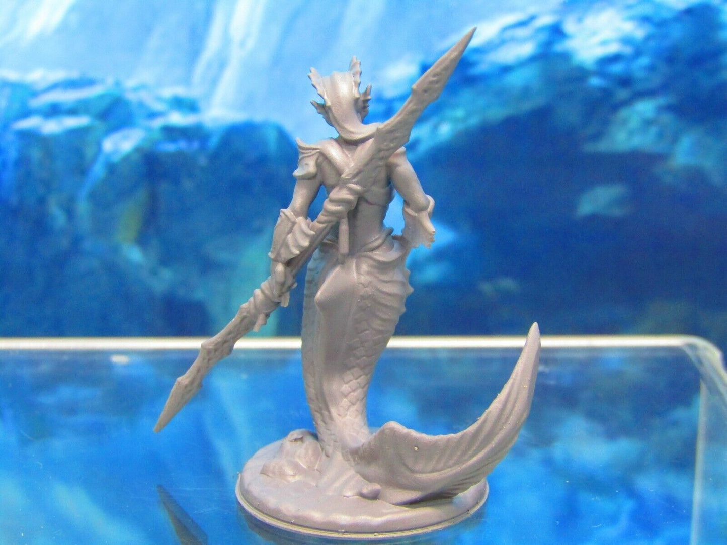 Merfolk Mermaid Female With Spear Mini Miniature Figure 3D Printed Model 28/32mm