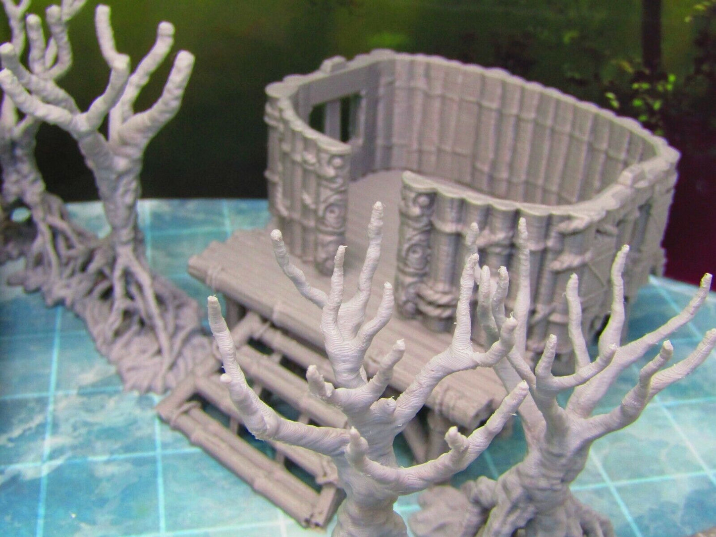11pc Swamp / Marsh Huts and Trees Set Scatter Terrain Scenery 3D Printed Model