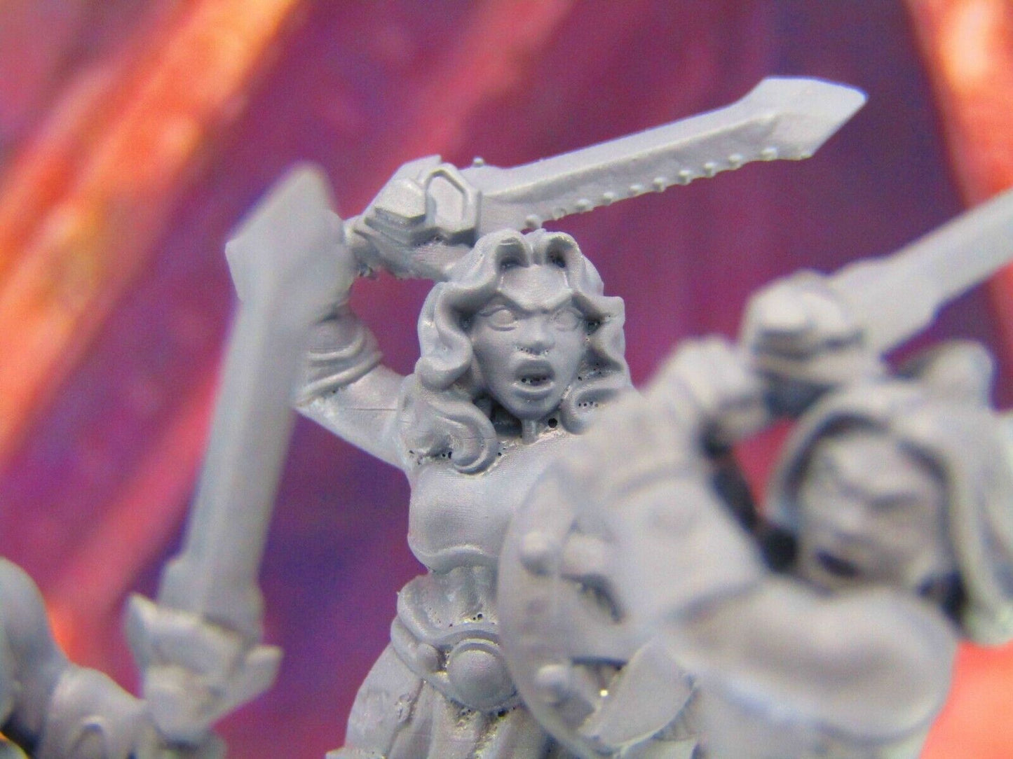 3pc Dwarf Female Fighters Soldiers Mini Miniature Figure 3D Printed Model DnD