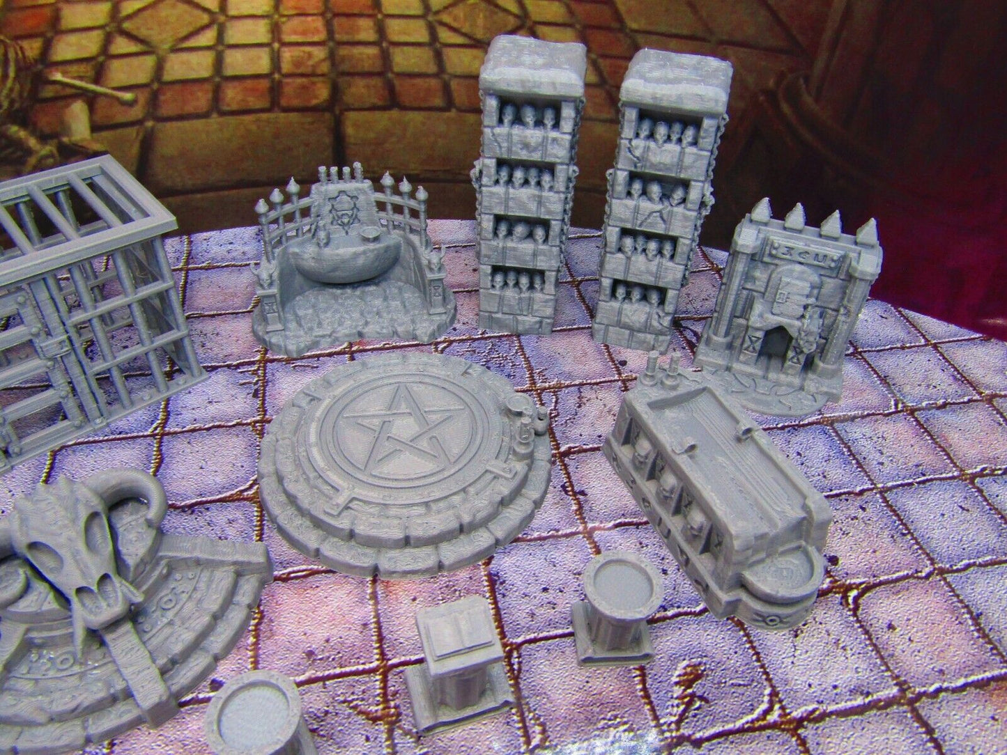11pc Torture Chamber Occult Sacrificial Prison Scenery Scatter Terrain Props 3D