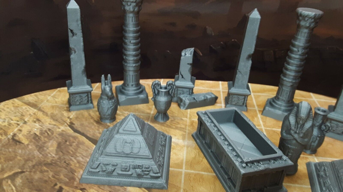 13 Piece Egyptian Tomb Decoration Set Mummy Pharaoh Scatter Terrain Scenery