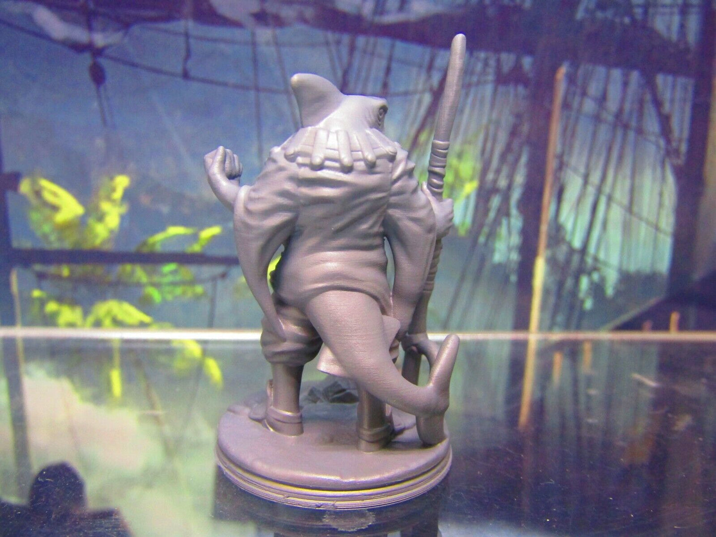 Sharkman Pirate w/ Trident Spear Mini Miniature Figure 3D Printed Model 28/32mm