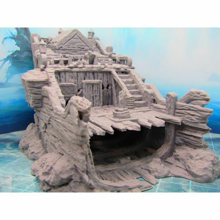 Ship Wreck W/Ghost Crew Mini Miniature Figure 3D Printed Model 28/32mm Scale