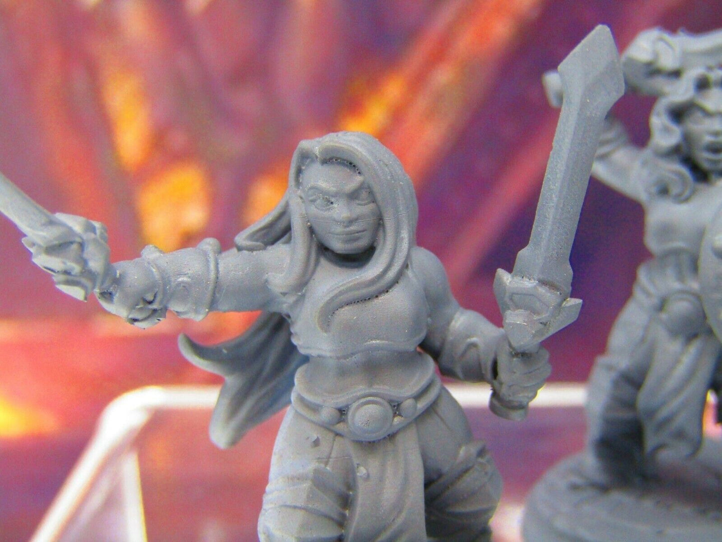 3pc Dwarf Female Fighters Soldiers Mini Miniature Figure 3D Printed Model DnD
