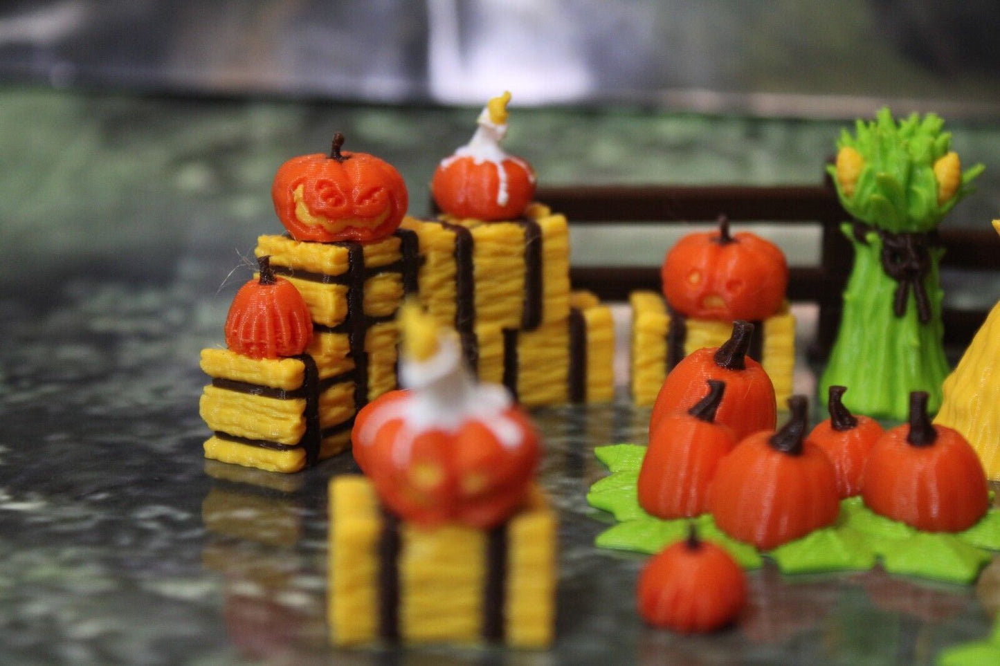 29pc Color Fall Jack o Lantern Pumpkin Farm Halloween Mini Miniature Terrain D&D