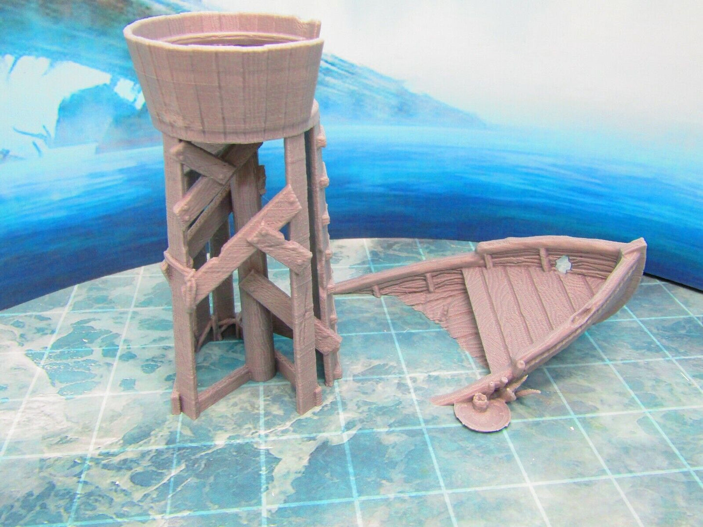 Sunken Boat w/ Crow's Nest Watchtower Scatter Terrain Scenery