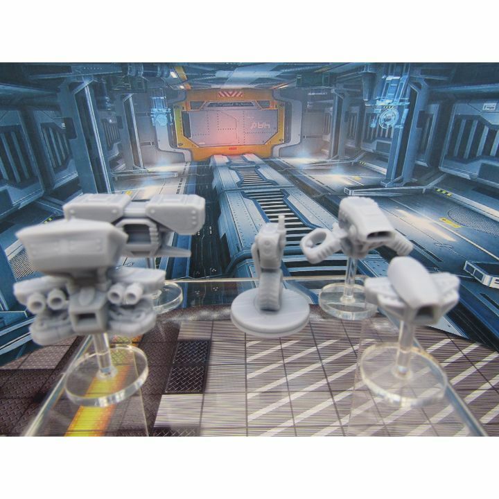 5 Piece Drone Bot Droid Robot Lot Mini Miniature 3D Printed Figure Model