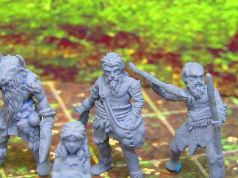 11pc Prehistoric Villager Tribe Set Mini Miniature 3D Printed Figure Model