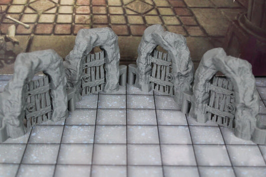 4pc Dry Cavern Dungeonsticks Cave Closed Doorways Walls Map Tile Set Scenery D&D
