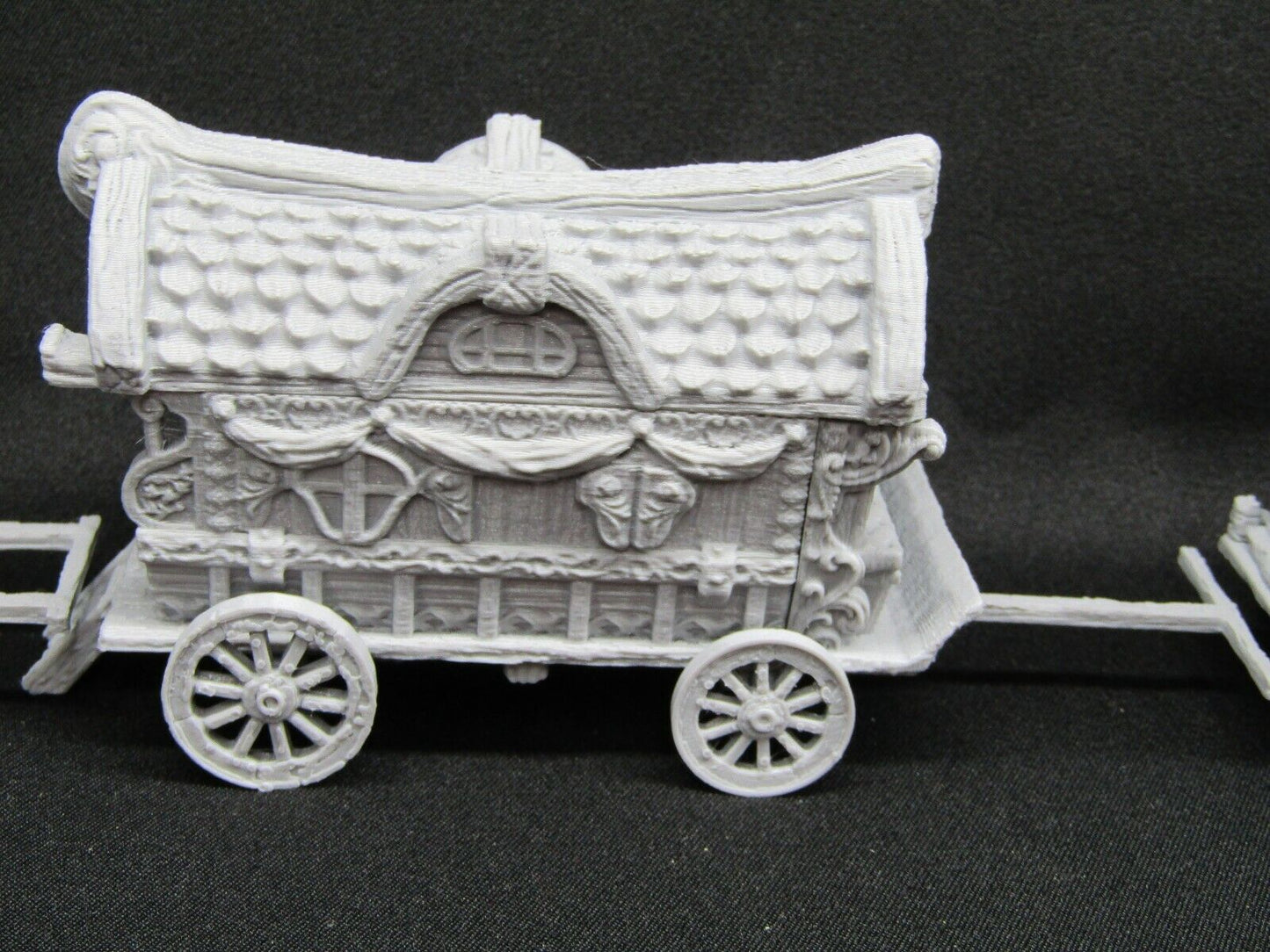 3 World Traveler Wagons Caravan and Horses Miniature Mini 3D Printed Model