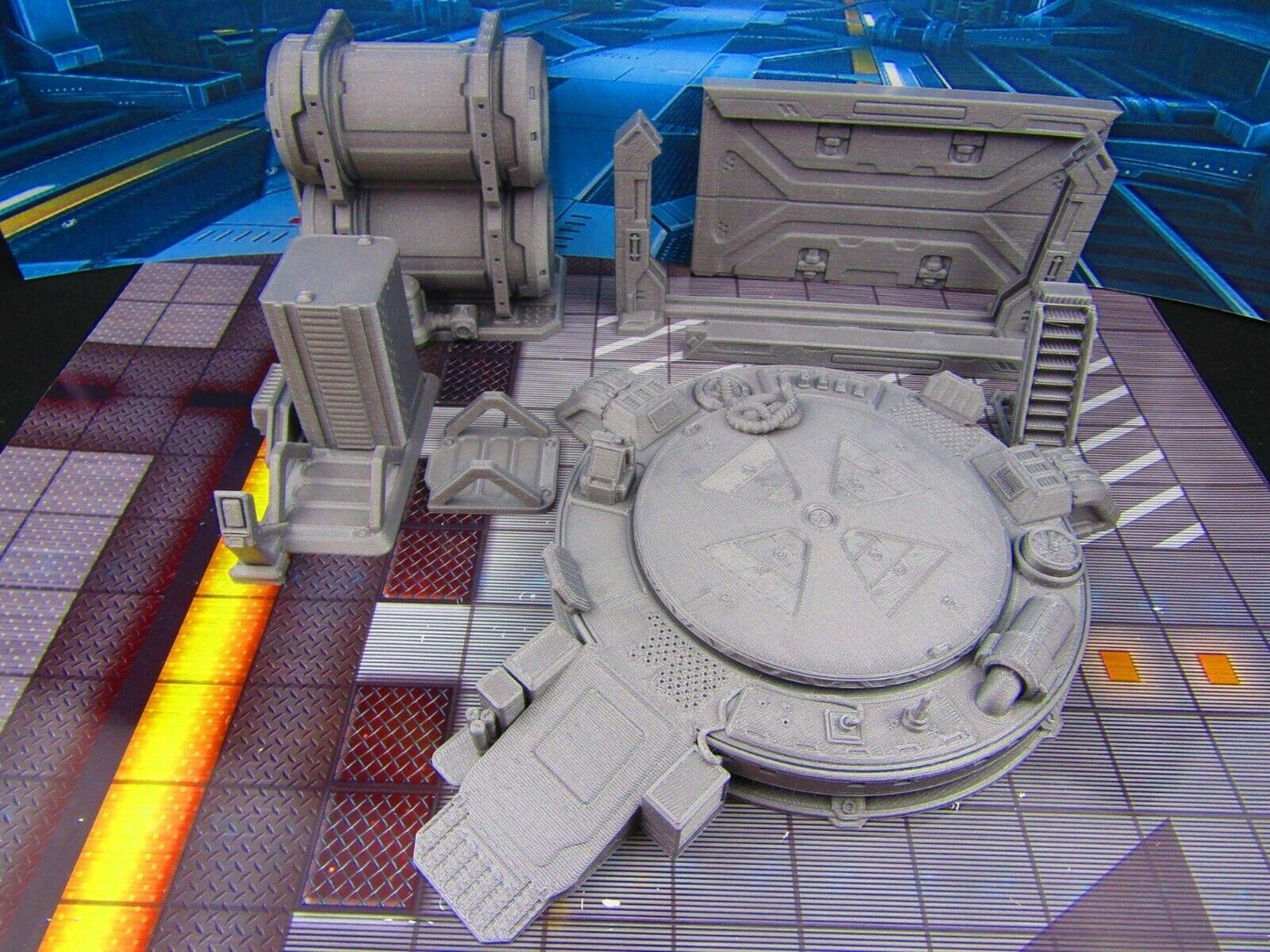 8 pc Space Ship Hangar Starfighter Landing & Service Bay Scenery Scatter Terrain