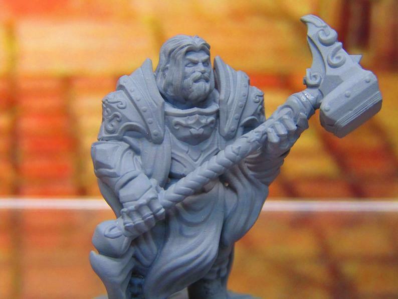 Paladin Knight w/ Hammer Holy Order of Ash Mini Miniature 3D Printed Model
