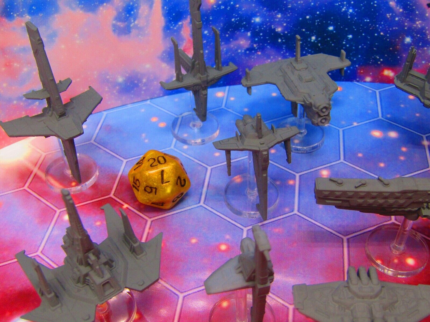 14pc Harmonium Alliance Military Space War Gaming Set w/ Flight Stands & Rods