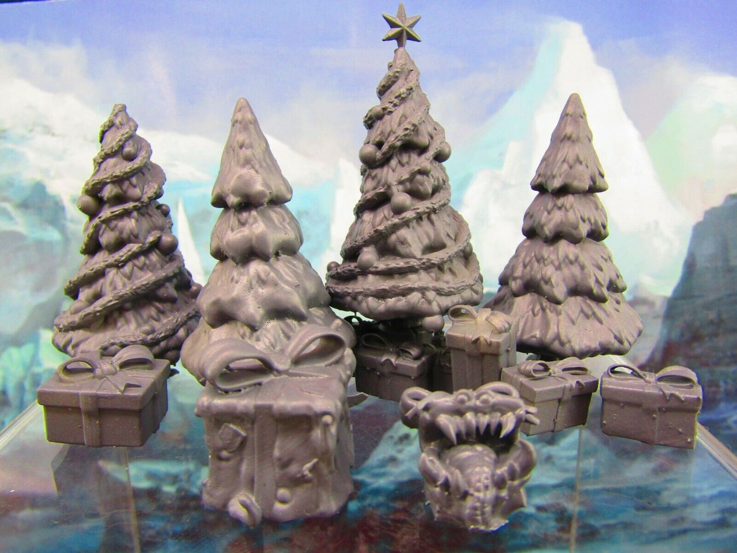 11pc Christmas Present & Trees Booby Trap Set Scatter Terrain Scenery Tabletop