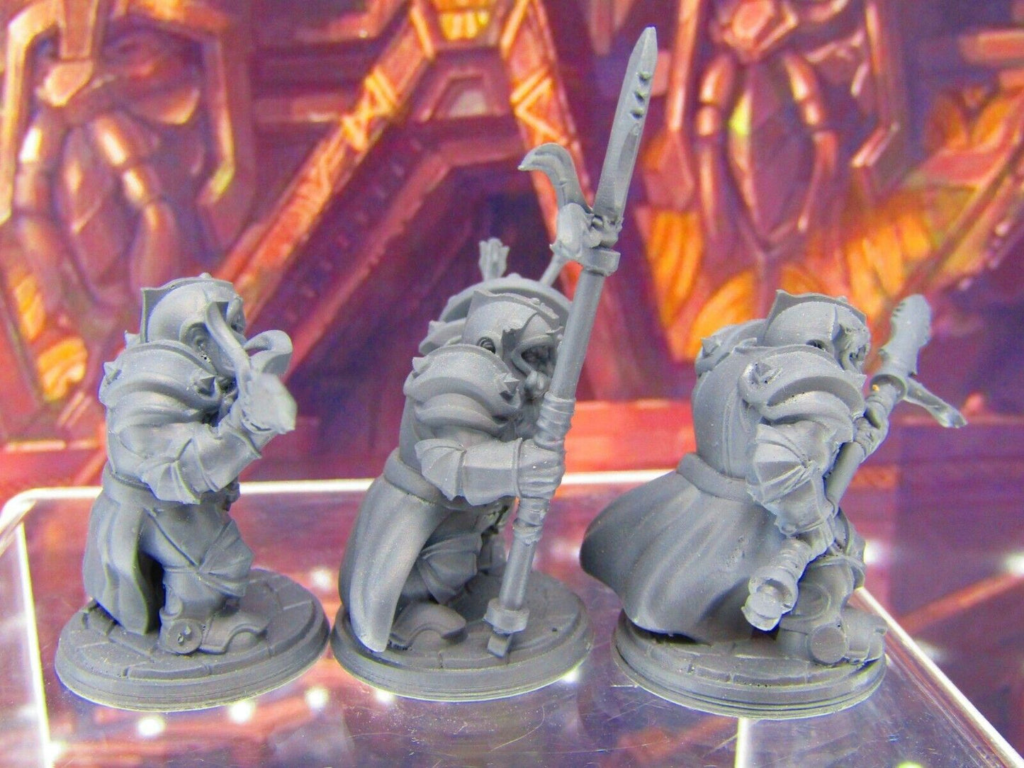 3pc Dwarf Spearmen Soldiers Fully Armored Mini Miniature Figure 3D Print DnD