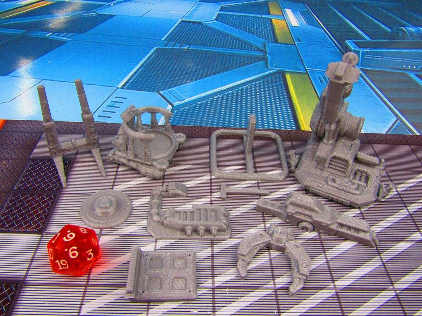 Space Docks Hover Crane & Forklift Pair Scenery Scatter Terrain 3D Printed Model