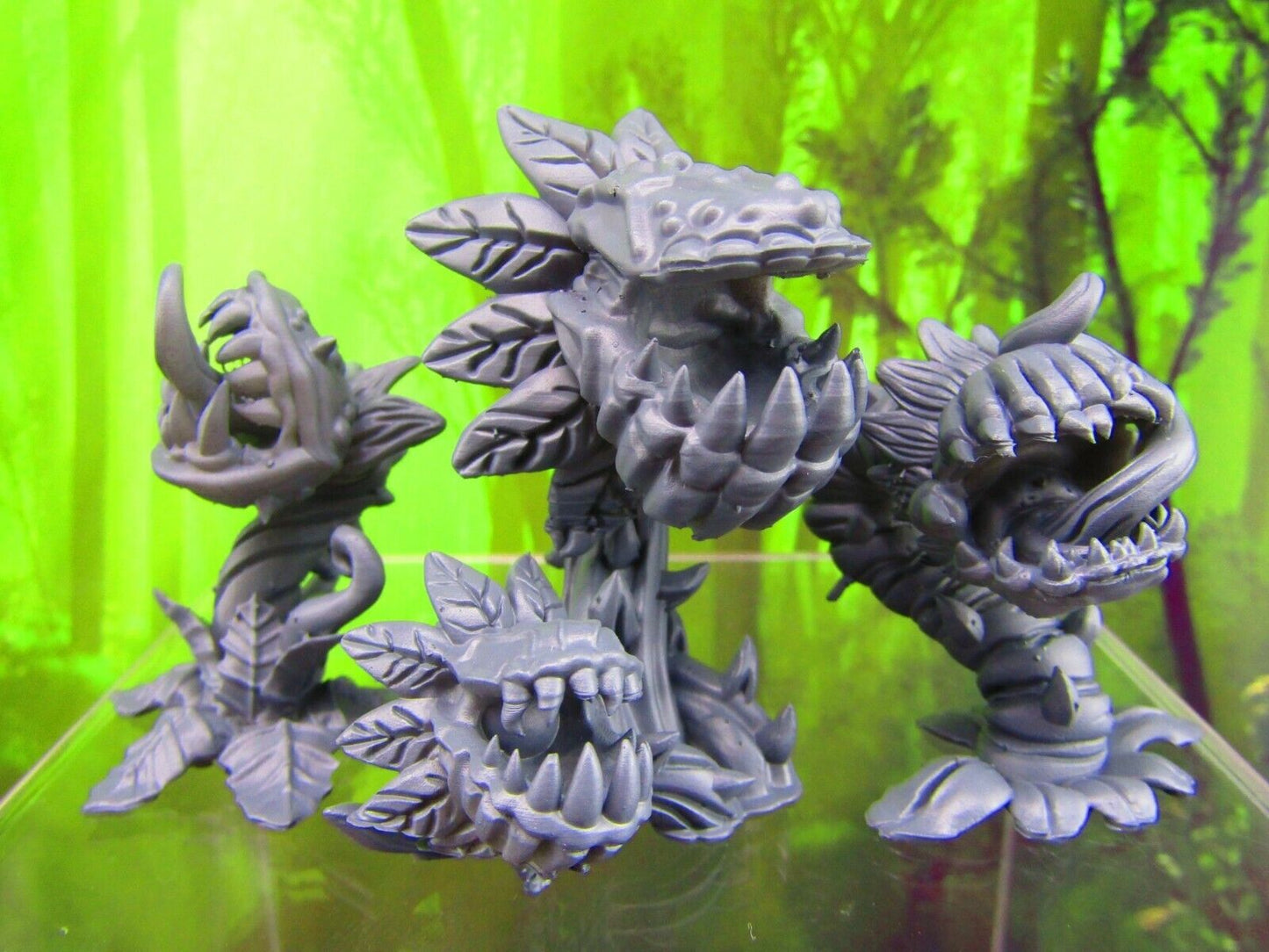 3pc Carnivorous Monster Maneating Plant Set Mini Miniature Figure 3D Printed