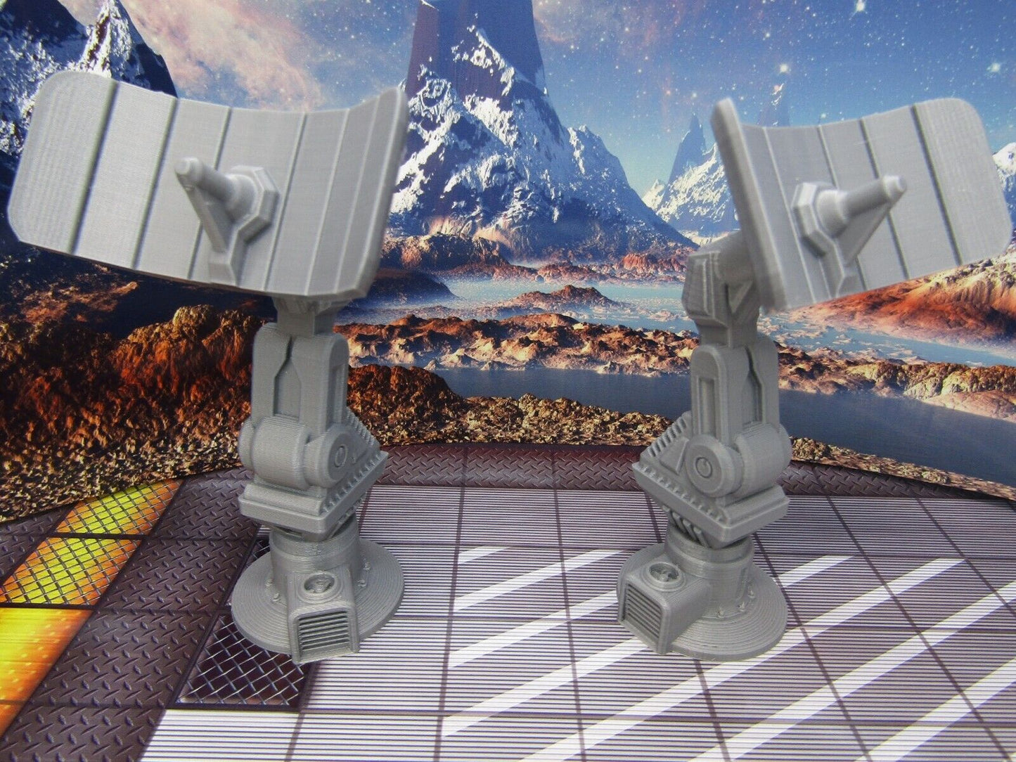 Pair of Satellite Relay Dishes Scatter Terrain Scenery Miniature 3D Printed