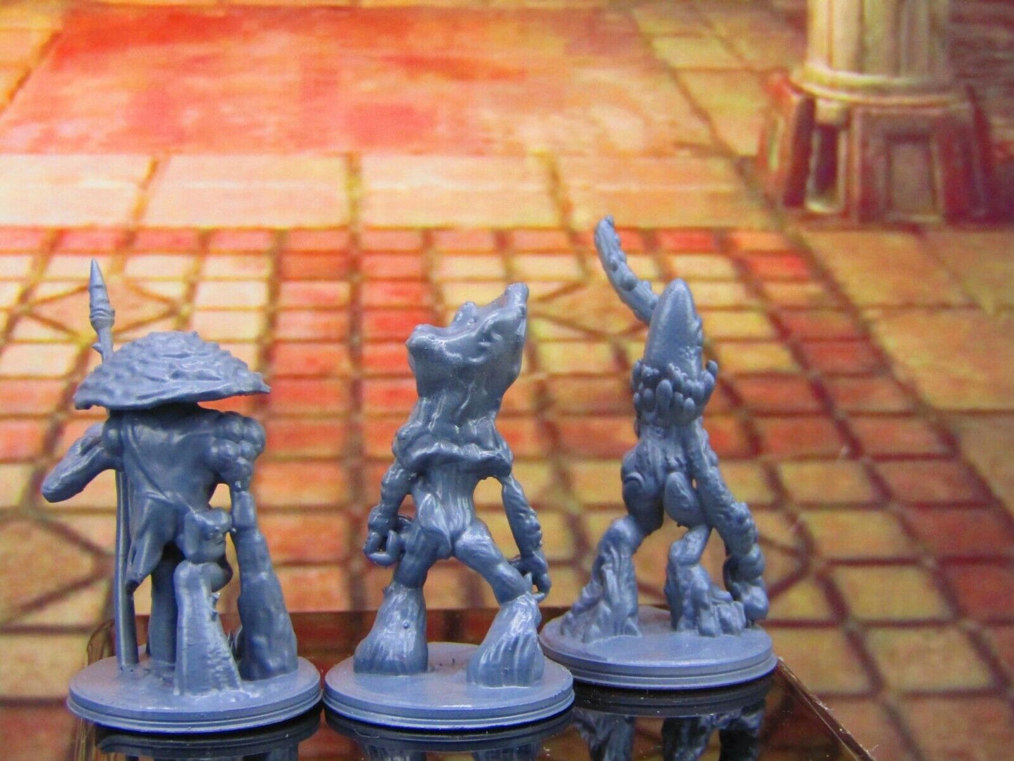 3pc Myconid Shroomie Mushroom Folk Set Mini Miniature Model Character Figure