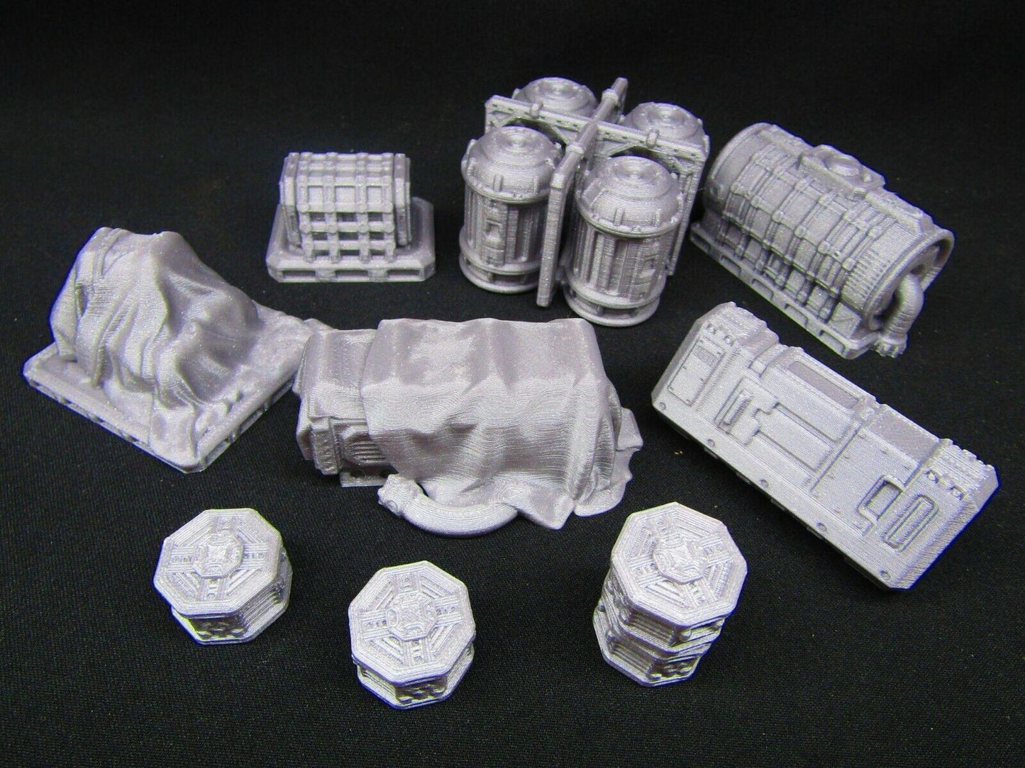 14pc Shipping Docks Cargo Set Scenery Scatter Terrain 3D Printed Model 28/32mm