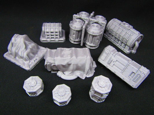 14pc Shipping Docks Cargo Set Scenery Scatter Terrain 3D Printed Model 28/32mm