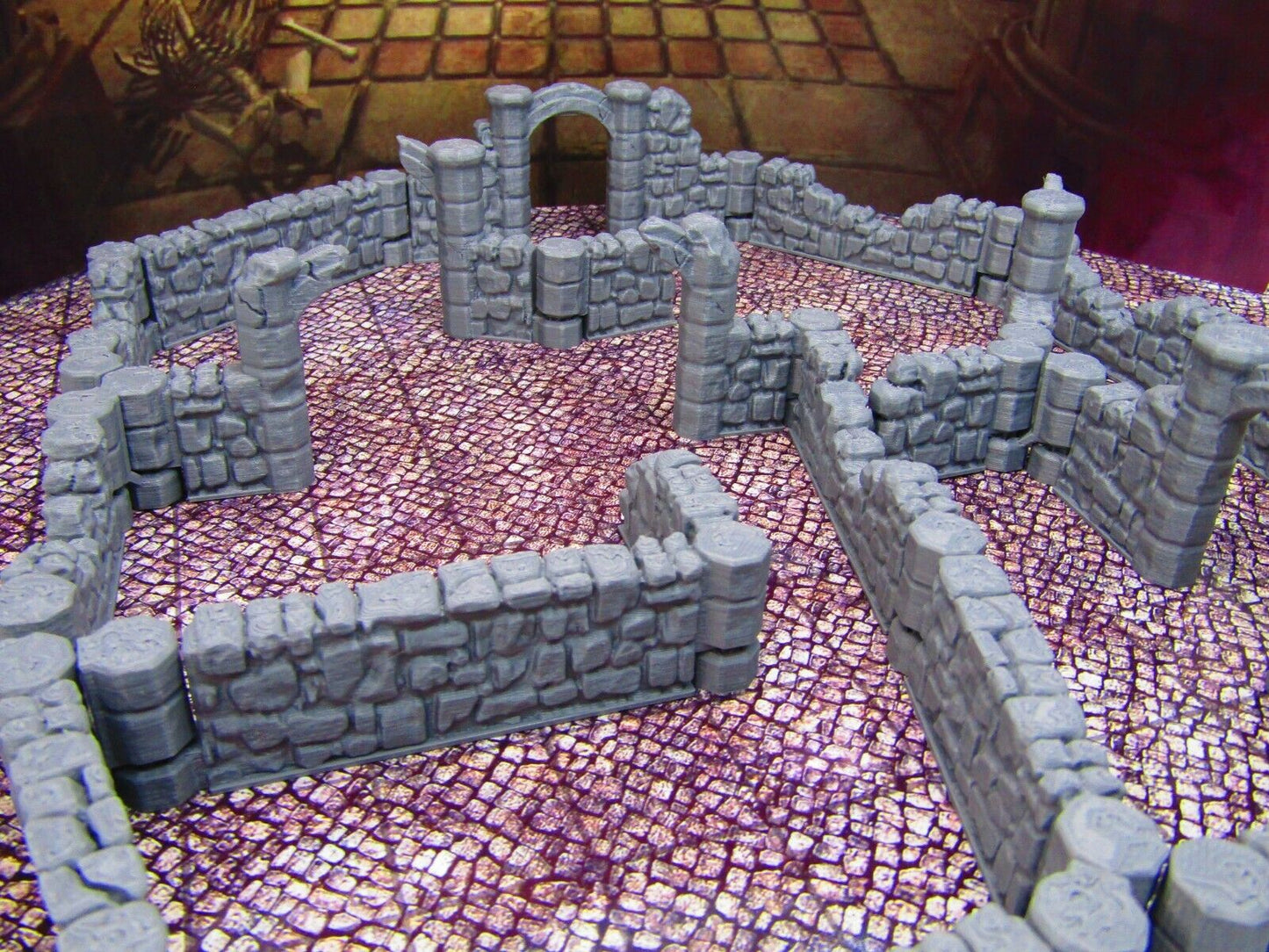 26pc DungeonSticks Ruined Stone Walls Map Building Tile Set Scenery Terrain