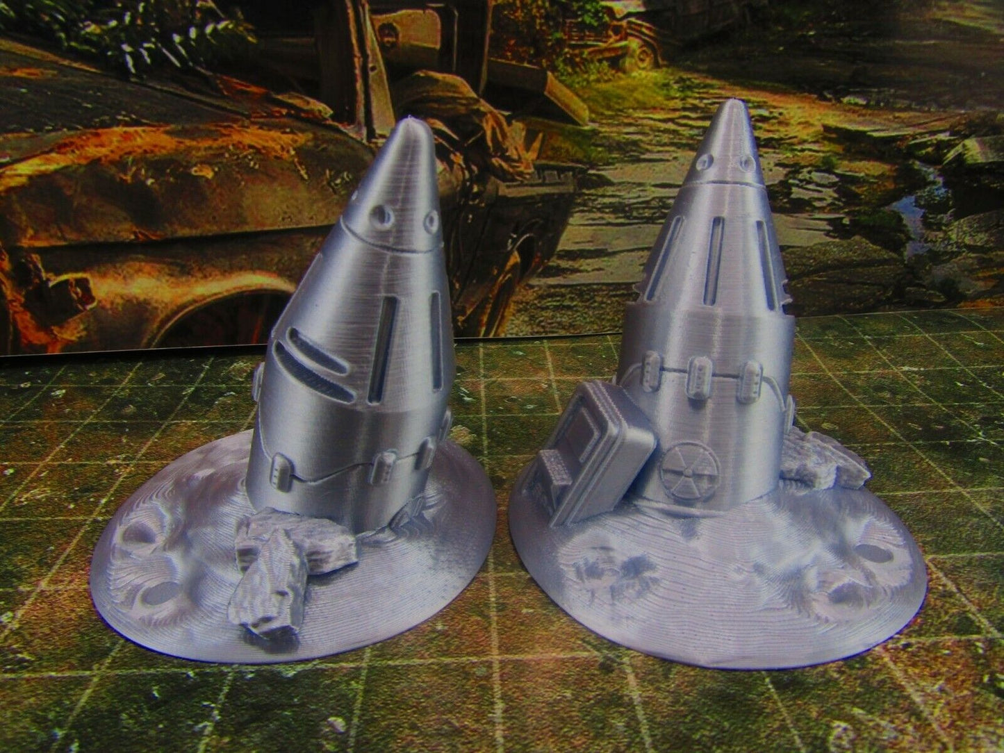 2pc Junked / Abandoned Nuclear Missiles Nukes Scatter Terrain Scenery Wasteland