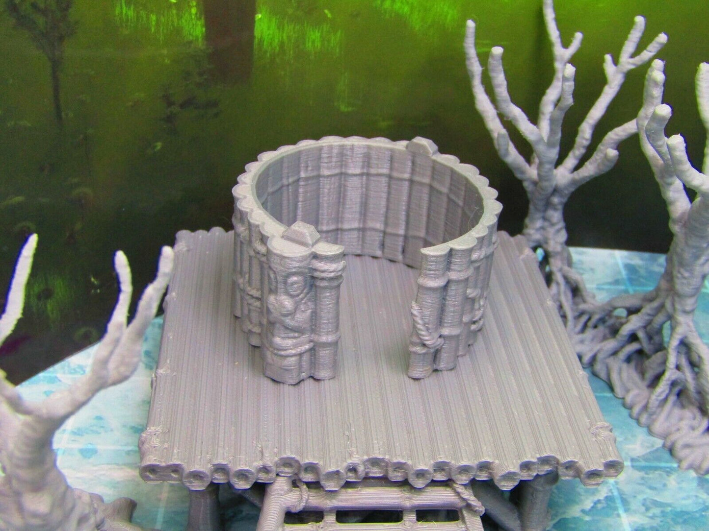 11pc Swamp / Marsh Huts and Trees Set Scatter Terrain Scenery 3D Printed Model