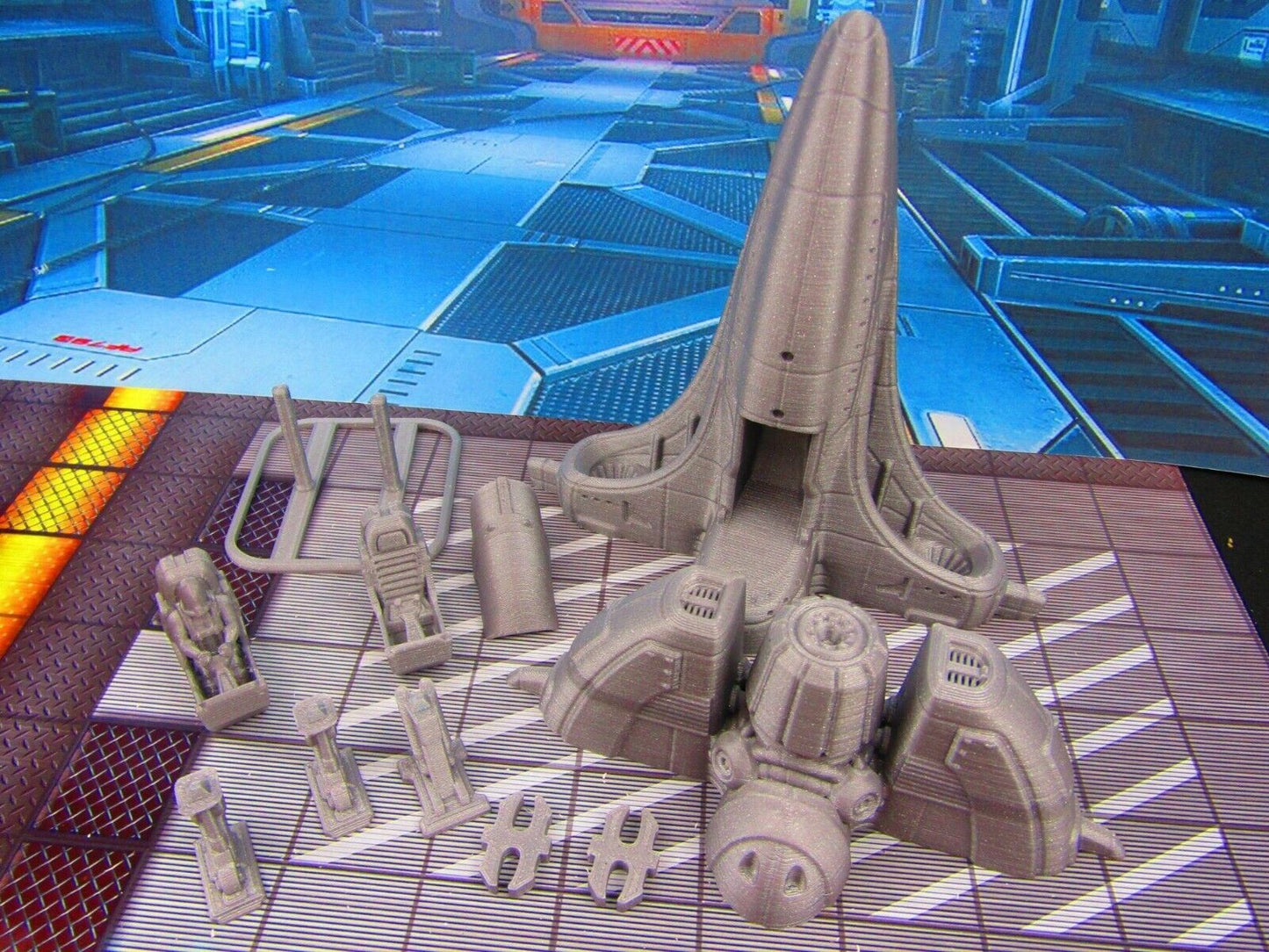 Space Ship Star Fighter B w/ Pilot Scenery Scatter Terrain 3D Printed Model