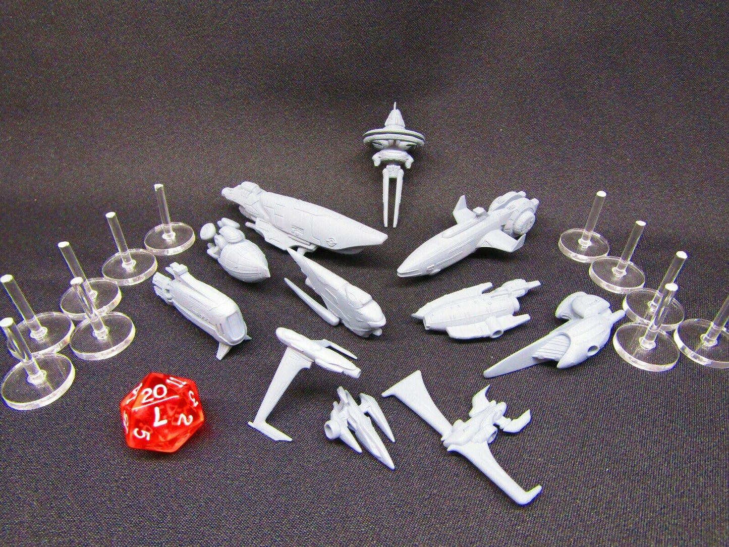 11pc The Sylwarin Military Space War Gaming Set w/ Flight Stands & Rods