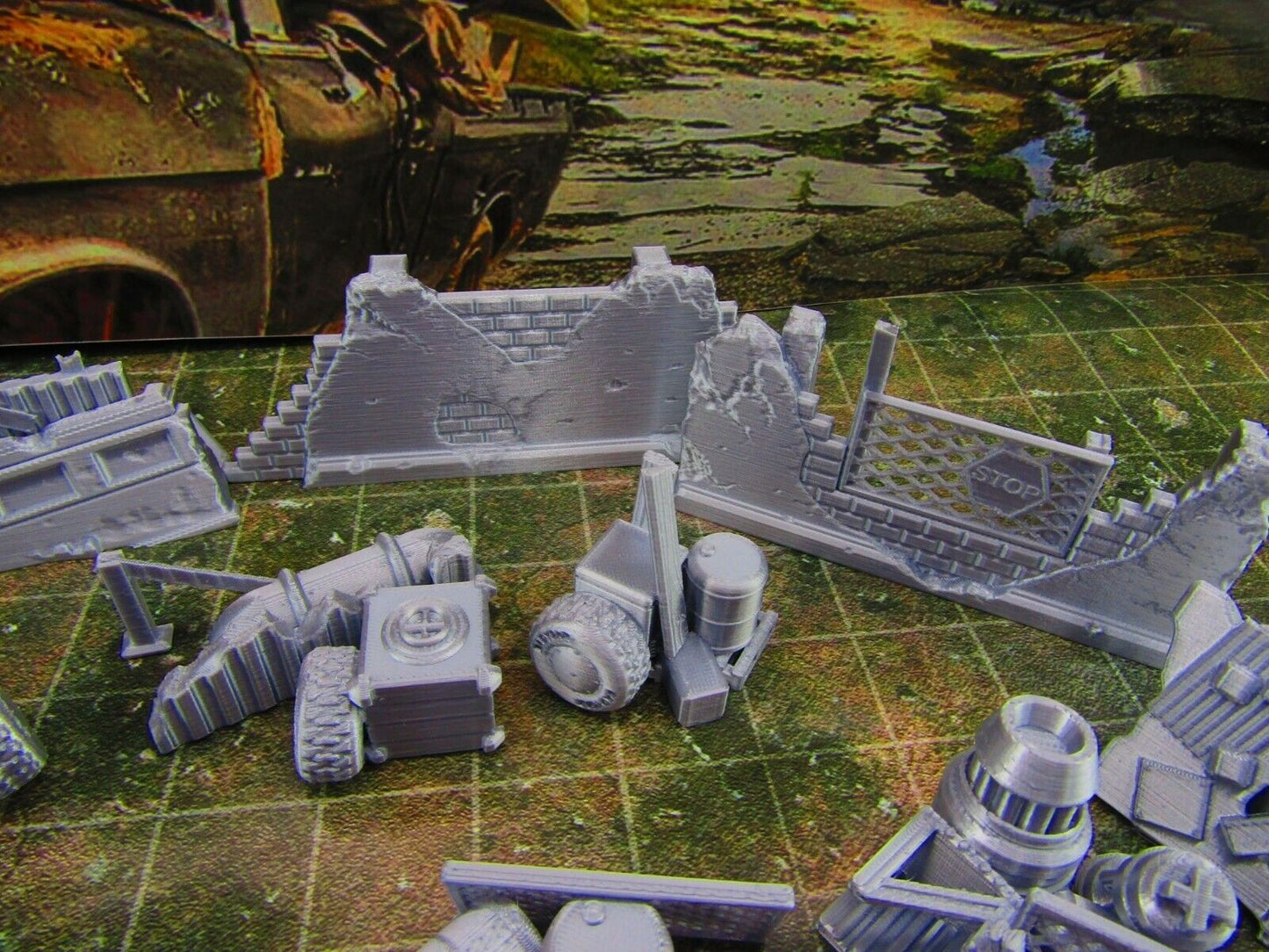 12pc Junk Barricades & Rubble Settlement Set Scatter Terrain Scenery Wasteland