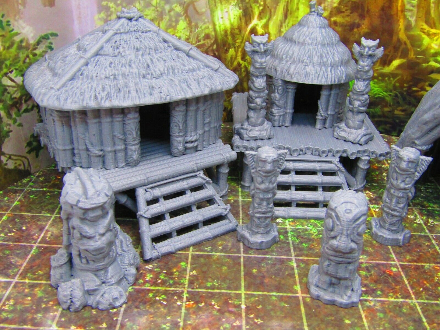 16pc Jungle Tribal Native Village Scatter Terrain Scenery 3D Printed Model