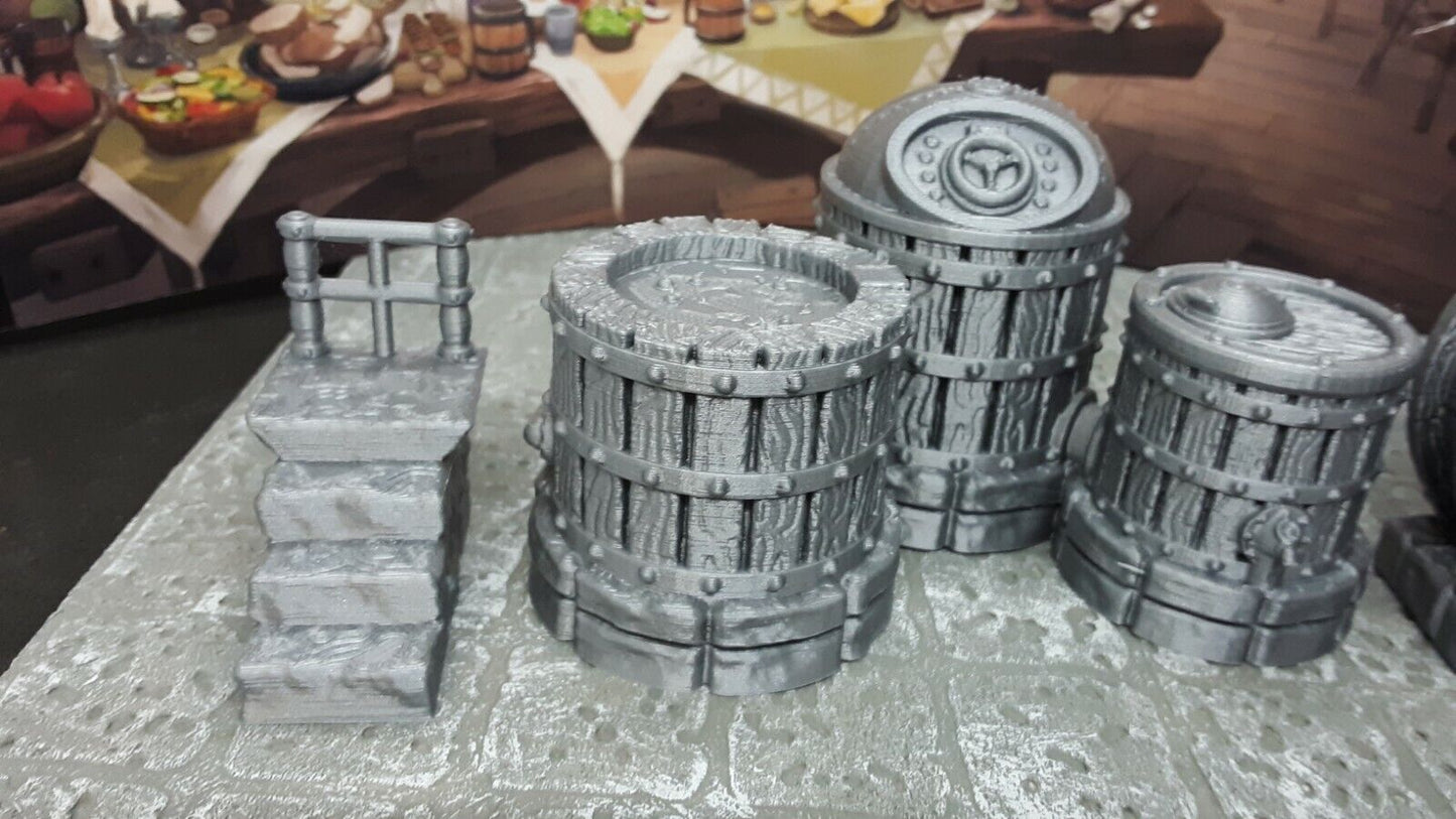 3 Piece Dwarven Brewing System 28mm Model Dungeons & Dragons Scatter Terrain