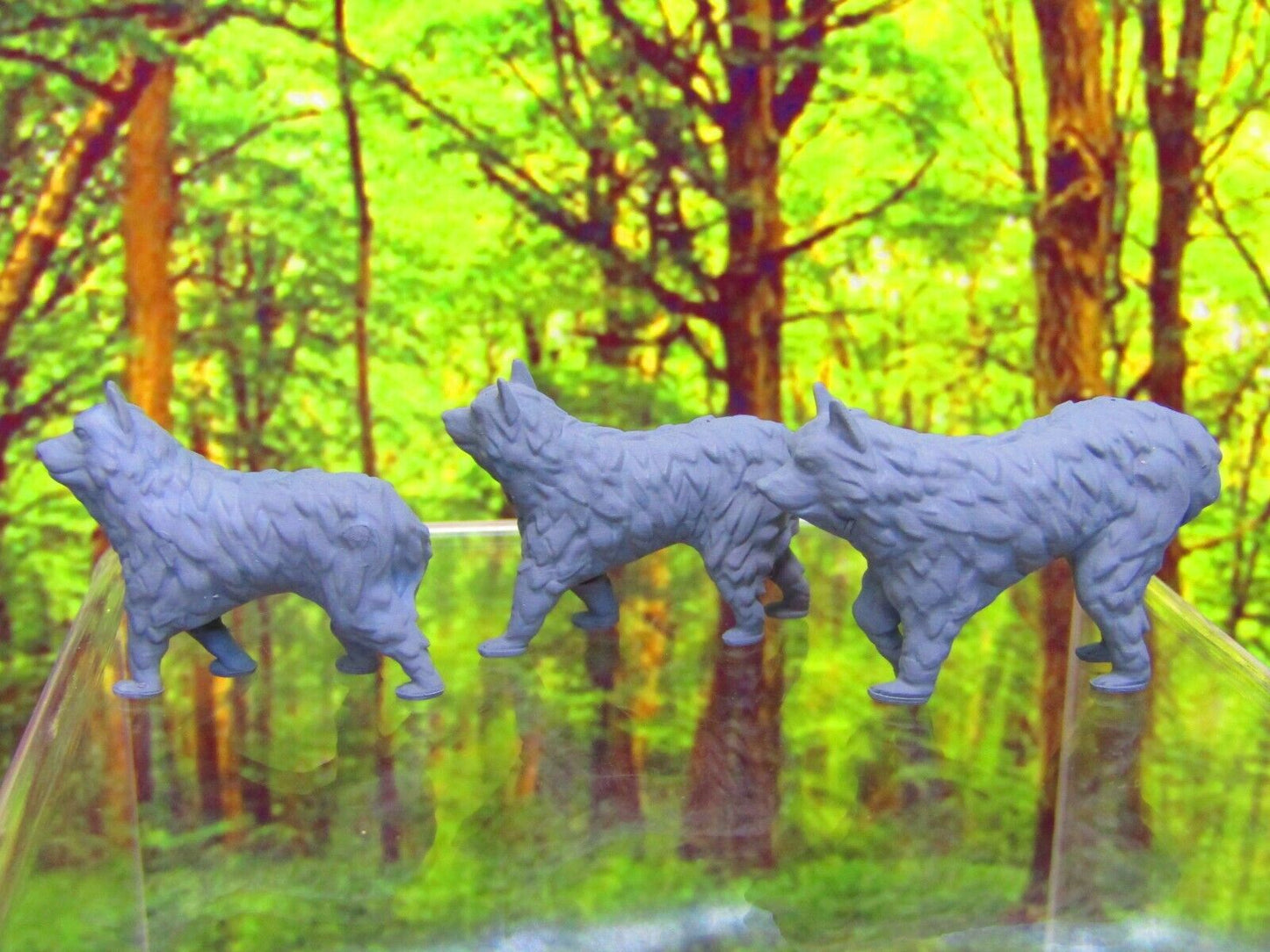 3 Piece Wild Dogs / Wolf Pack Set Mini Miniature 3D Printed Figure Model 28/32mm