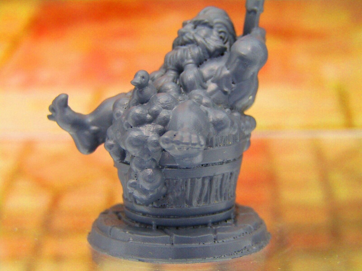 Mifur the Stinky Bathing Dwarf in a Tub w/ Ducky Mini Miniature 3D Printed Model