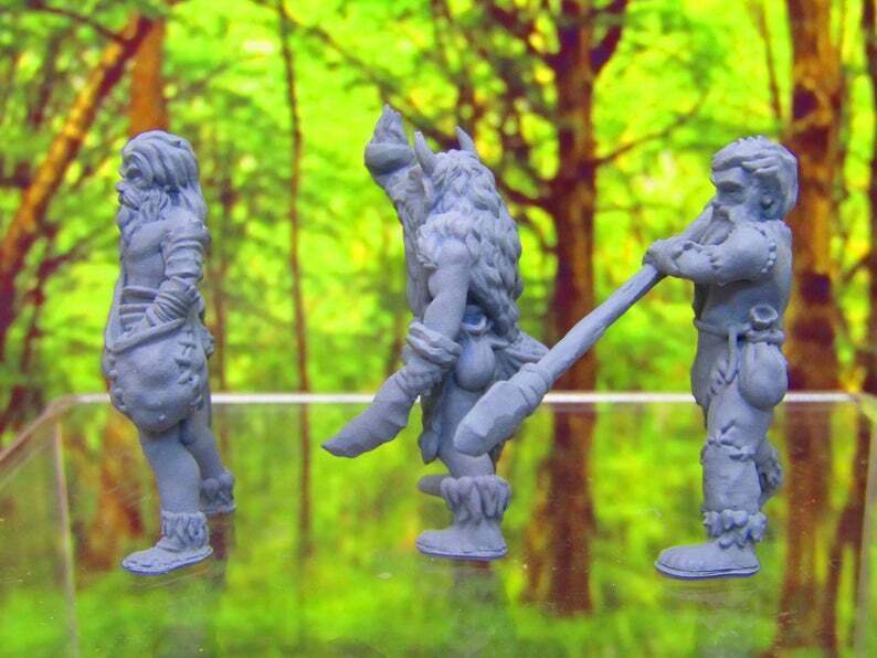 Prehistoric Tribe Shaman & Warriors Set Mini Miniature 3D Printed Figure Model