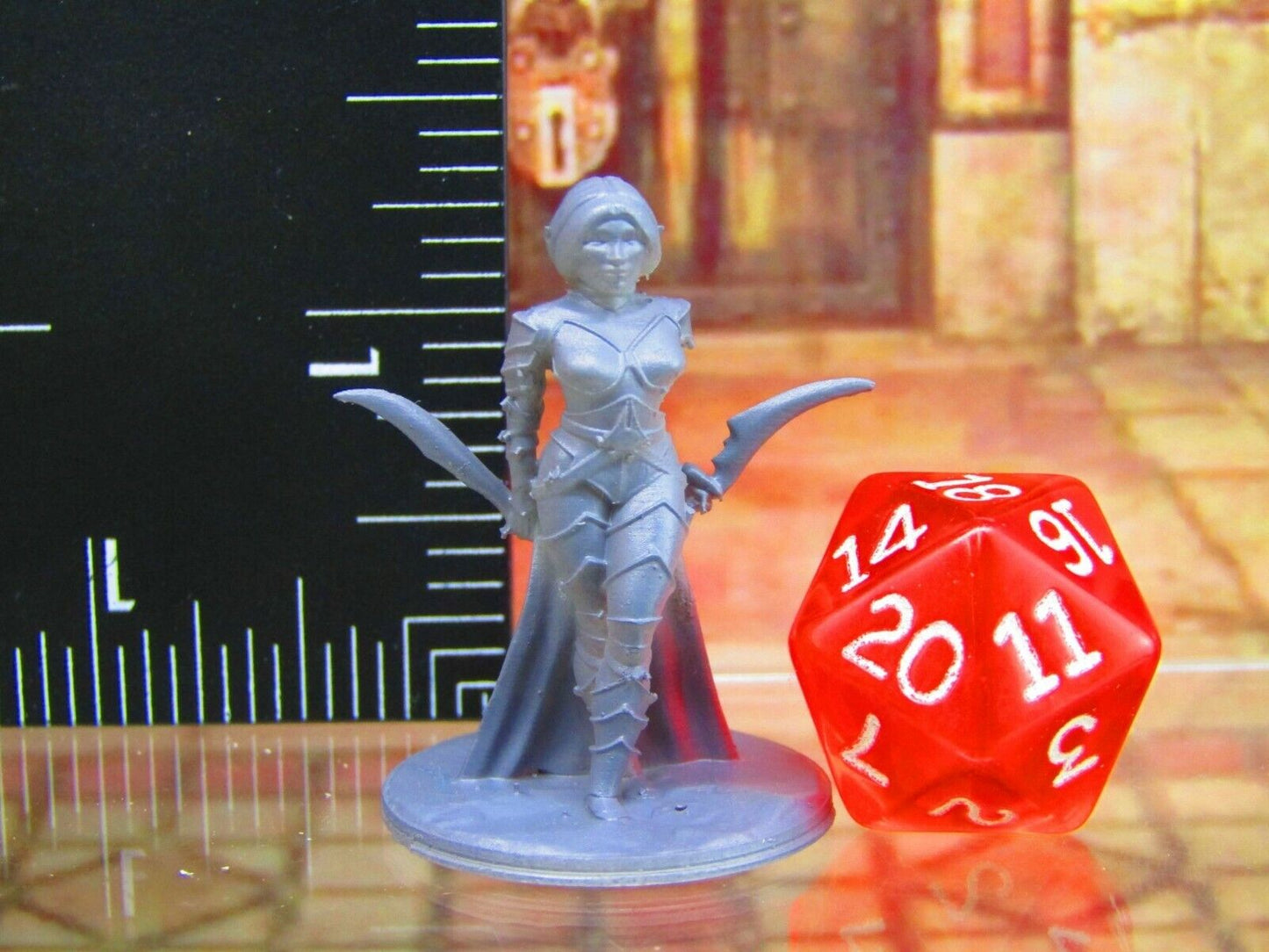 Dark Elf Female Warrior Dual Wielding Mini Miniature Figure 3D Printed Model