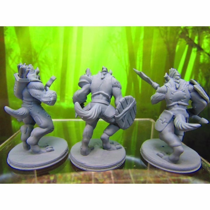 3pc Gnolls Set with Sword, Spear, Bow Mini Miniature 3D Printed Model 28/32mm