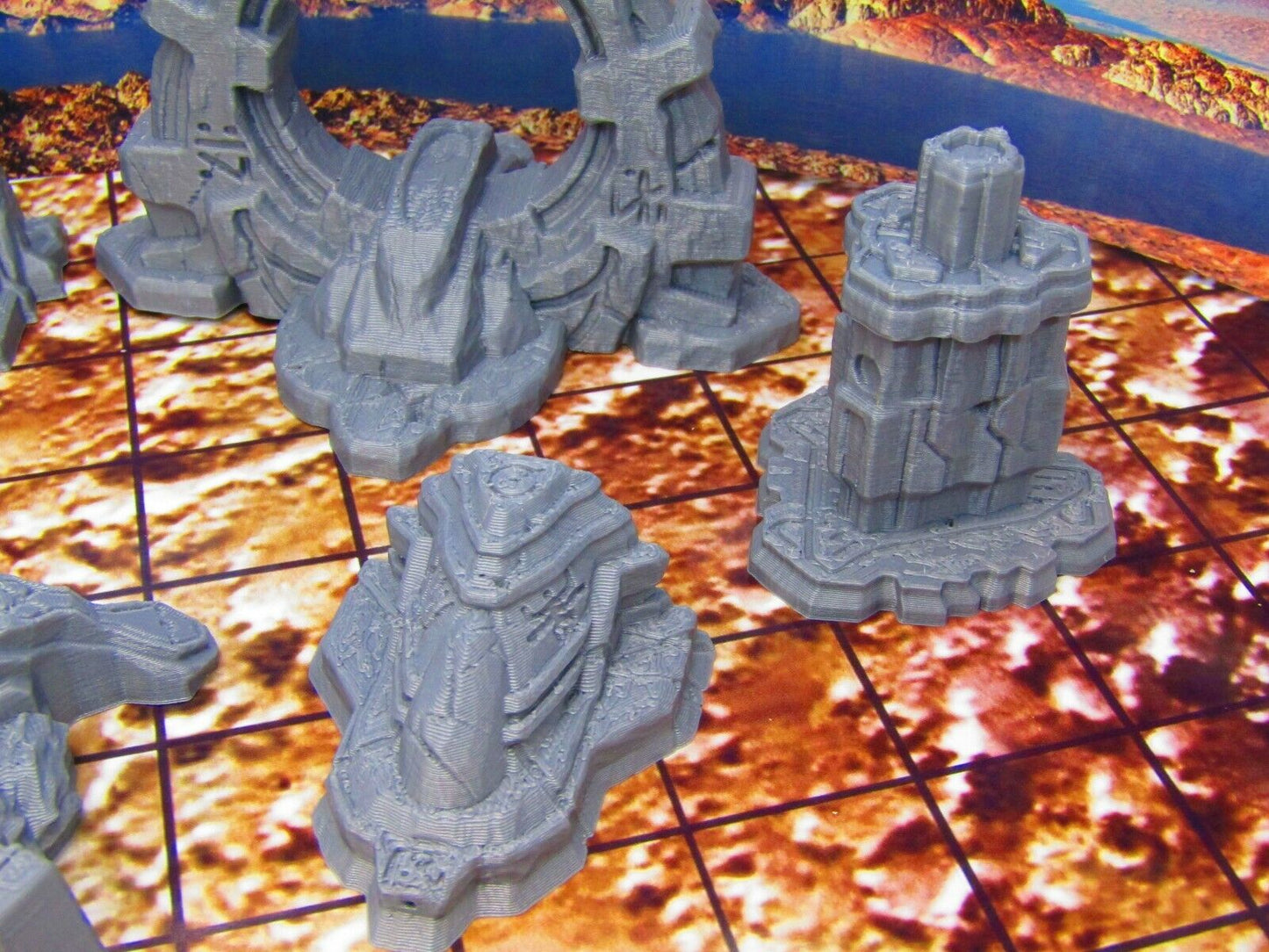 8 pc Ancient Runic Artifact Ruins Miniature Scatter Terrain Scenery 3D Printed