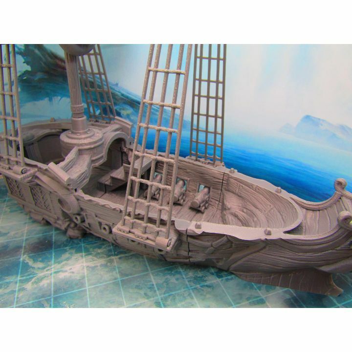 12" Tall Modular Pirate Ship Boat Scatter Terrain Scenery Sea Ocean War Gaming Cannons