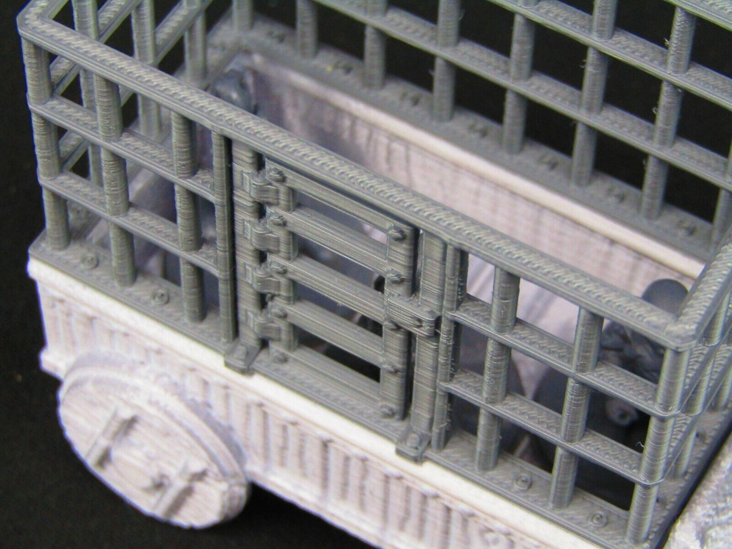Slave Wagon w/ Horses & Prisoners in Cell Scatter Terrain Scenery 3D Printed