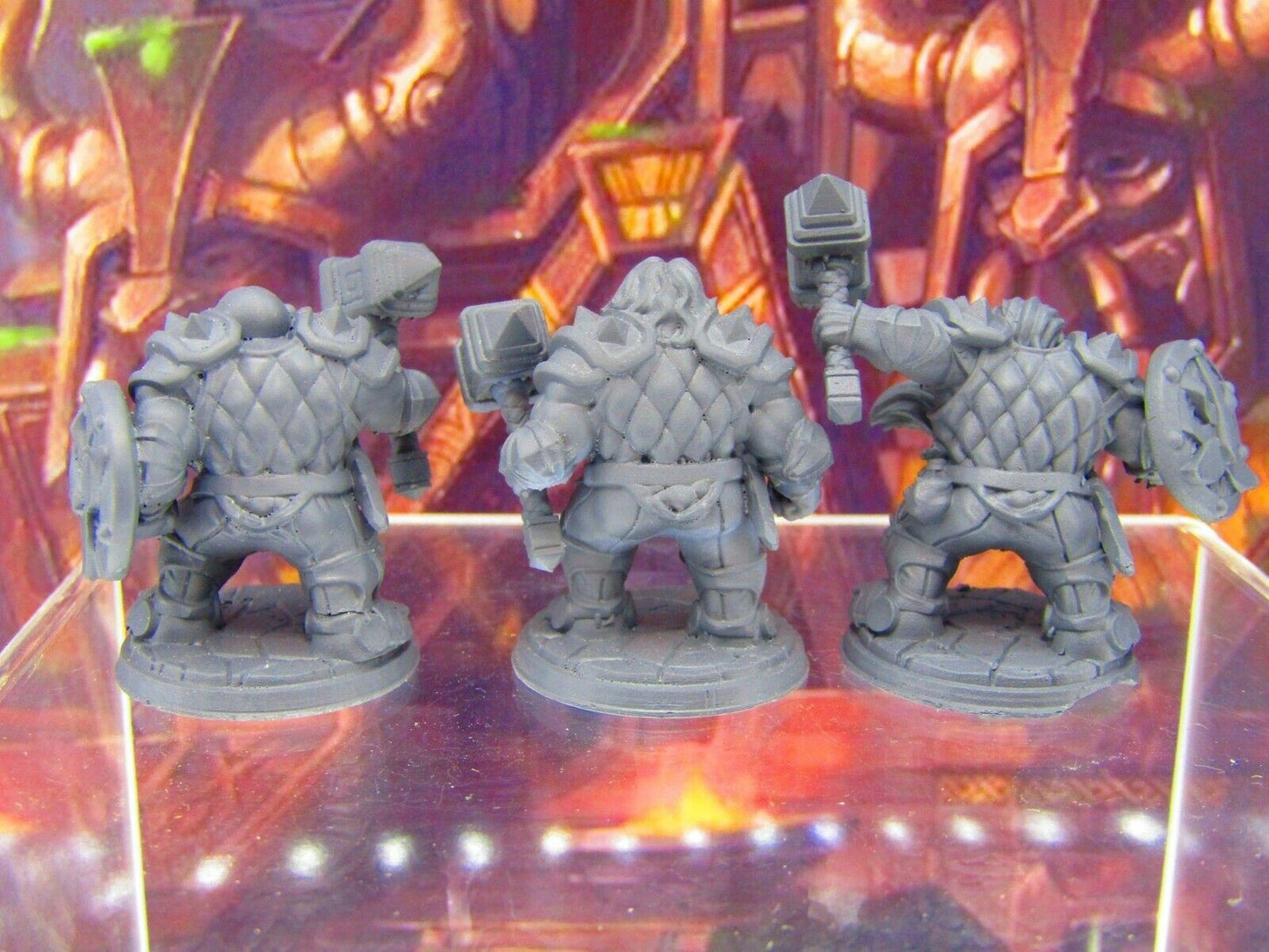 3pc Dwarf Fighter Soldiers w/ Hammers Mini Miniature Figure 3D Printed Model DnD
